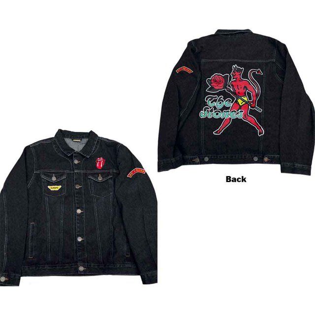 The Rolling Stones Unisex Denim Jacket Sympathy (Back & Sleeve Print)