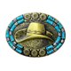 thumbnail image 1 of Hebilla de cinturón, diseño de sombrero vaquero occidental, aleación envejecida, 1 of 2