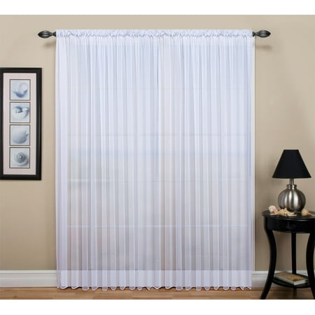 Tergaline semi-sheer rod pocket curtain panel 108" x 84" long - White
