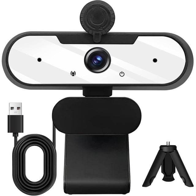 USB HD 1080P Video Webcam and Wide Angle Camera with Built-in Microphone and Rotatable Tripod,for Laptop Computer or Desktop PC,Great for Live Streaming.Calls.Video Conferencing(White)