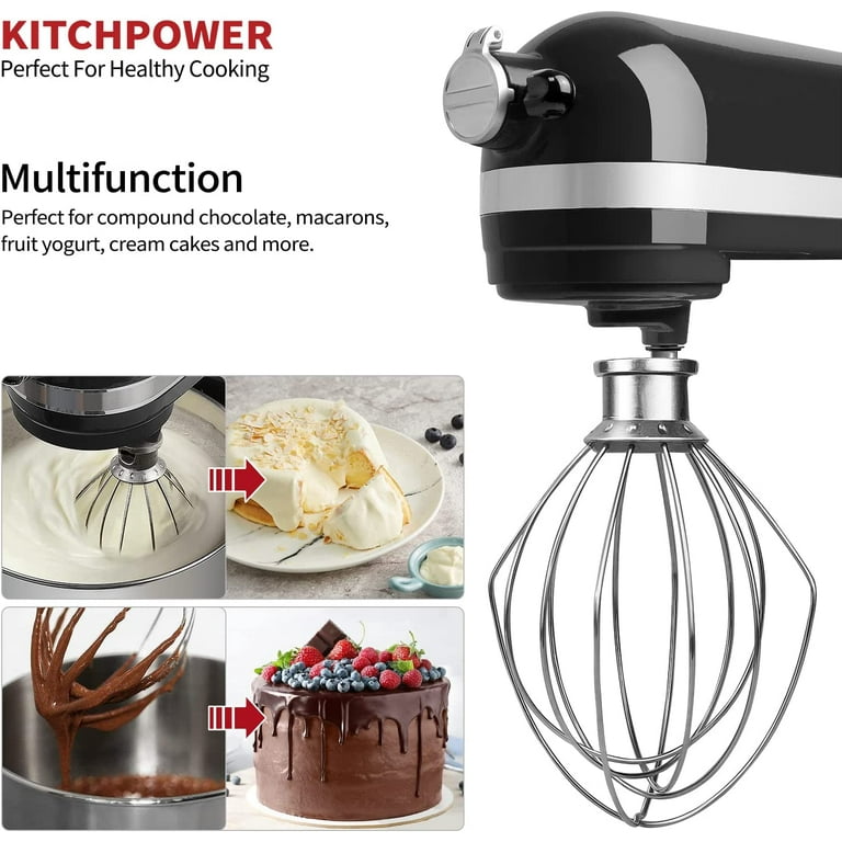 KITCHPOWER K45WW Wire Whip Attachment for Tilt-Head Stand Mixer for  KitchenAid Stainless Steel Egg Cream Stirrer, Flour Cake Balloon Whisk
