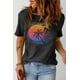 thumbnail image 1 of ABPHQTO Camiseta de manga corta con estampado gráfico de puesta de sol en la playa negra para mujer, 1 of 5