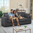 thumbnail image 3 of Lunale 79"L Corduroy Sofa, Deep Seat Sleeper Couch, 3-Seater Living Room Sofa, Gray, 3 of 9