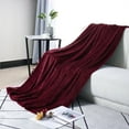 thumbnail image 3 of PiccoCasa All Season Flannel Fleece Blankets for Couch or Bed  Burgundy Full, 3 of 6