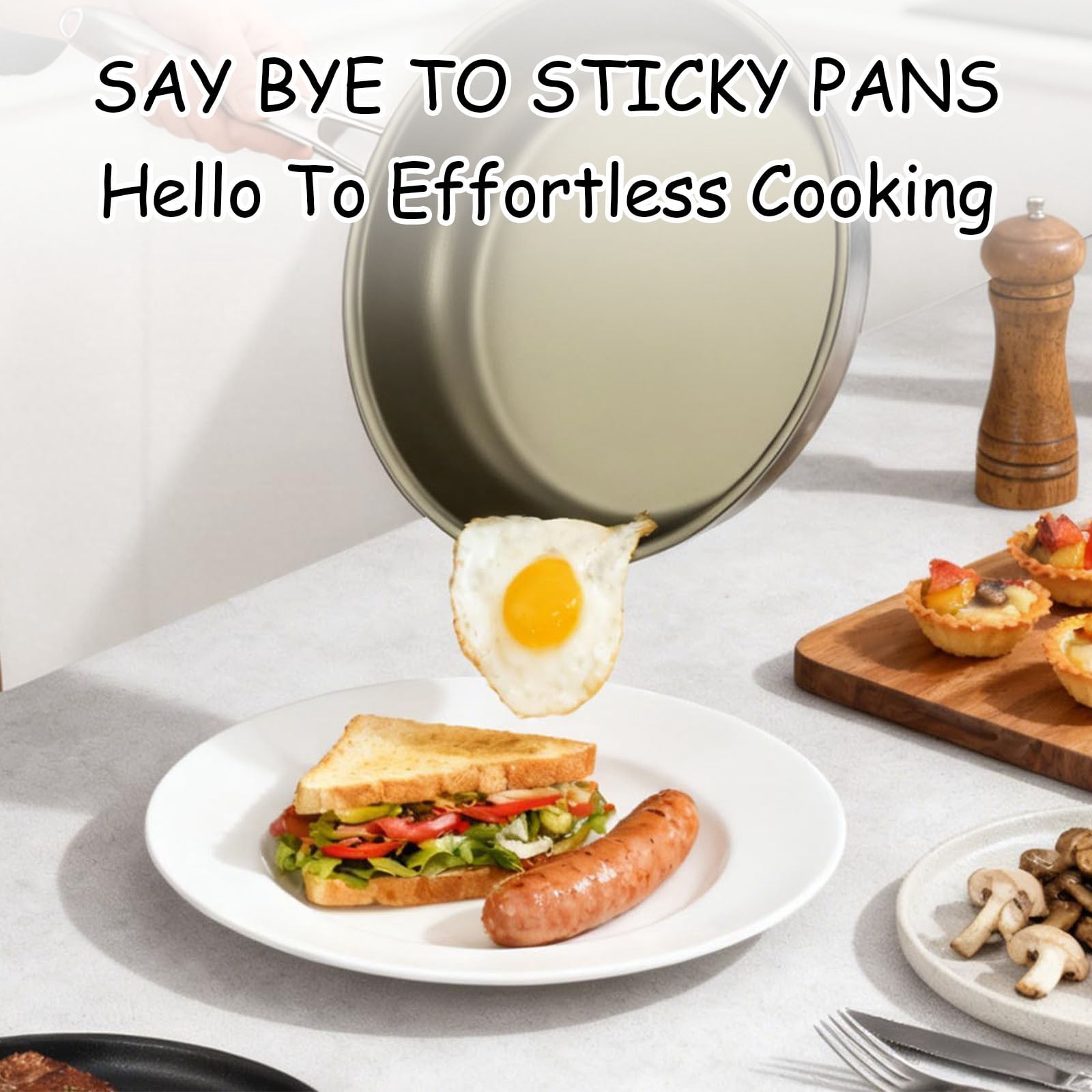Non-Stick Frying Pan Metal Non stick flat bottomed