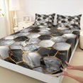 thumbnail image 3 of Castle Fairy Geometric Honeycomb Full Size Sheets 4-Piece for Boys Girls,Gradient Marble Breathable Bed Sheets,Abstract Marbling Hexagon Lightweight Sheet Sets,Luxury Bedroom Decor, 3 of 7