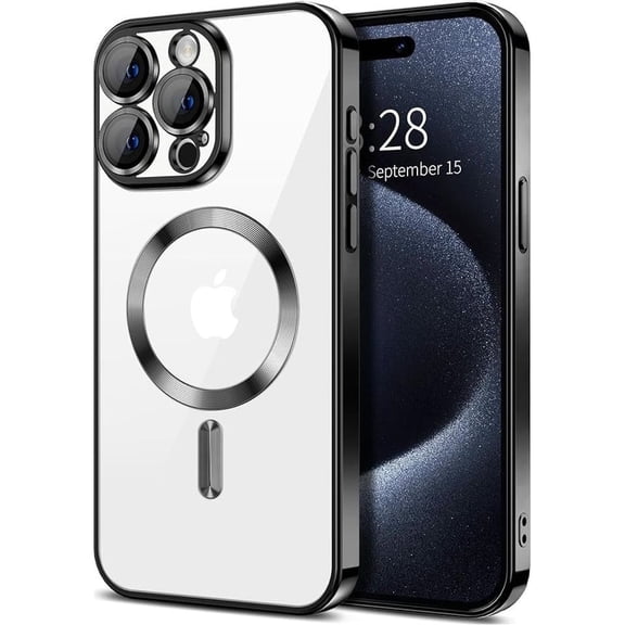 Entronix Magnetic Clear Case Compatible with iPhone 16 Pro, Flexible Fashion Cover, Black