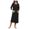 thumbnail image 2 of Roncen Women Zipper Robe 3/4 Sleeves Loungewear Dress Full Length Sleepwear Pockets Housecoat Nightgown Long Bathrobe, 2 of 7
