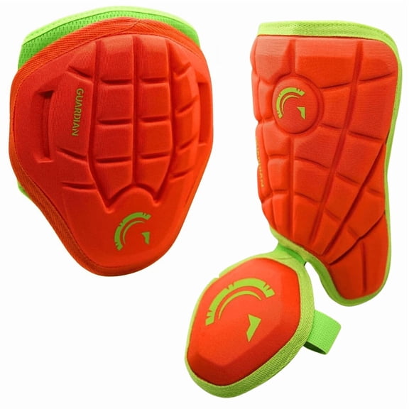 Guardian Adult Elbow Guard & Leg Guard - Baseball Protective Gear KIT - Right-Handed Hitters, Neon Coral