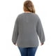 thumbnail image 4 of Blusa básica casual de manga larga con cuello redondo y puños elásticos para mujer de tallas grandes, rayas, 4X, negra, 4 of 4