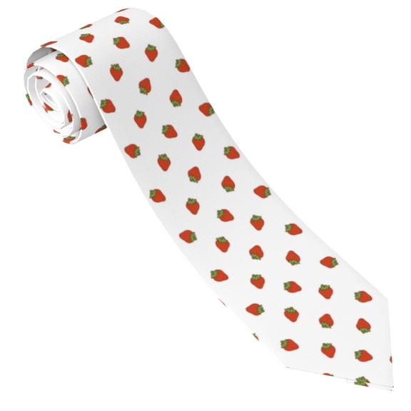 Xecao Hand Drawn Strawberry Print Tie For Men Necktie Woven Jacquard Neck Ties,Classic Men's Tie