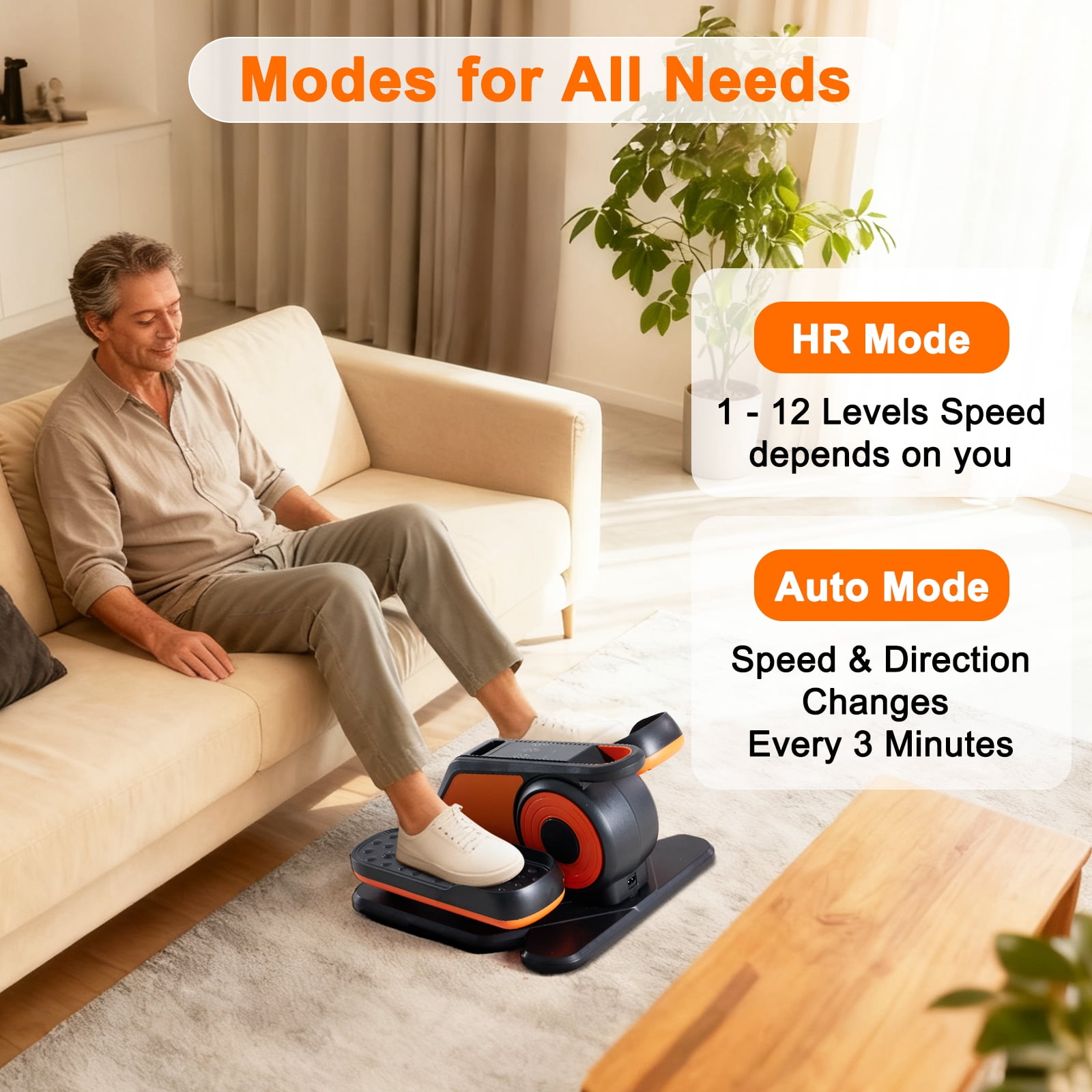 Gianna Portable Under Desk Elliptical Machine, Leg Exerciser 12 Adjustable Speeds with Remote Control.