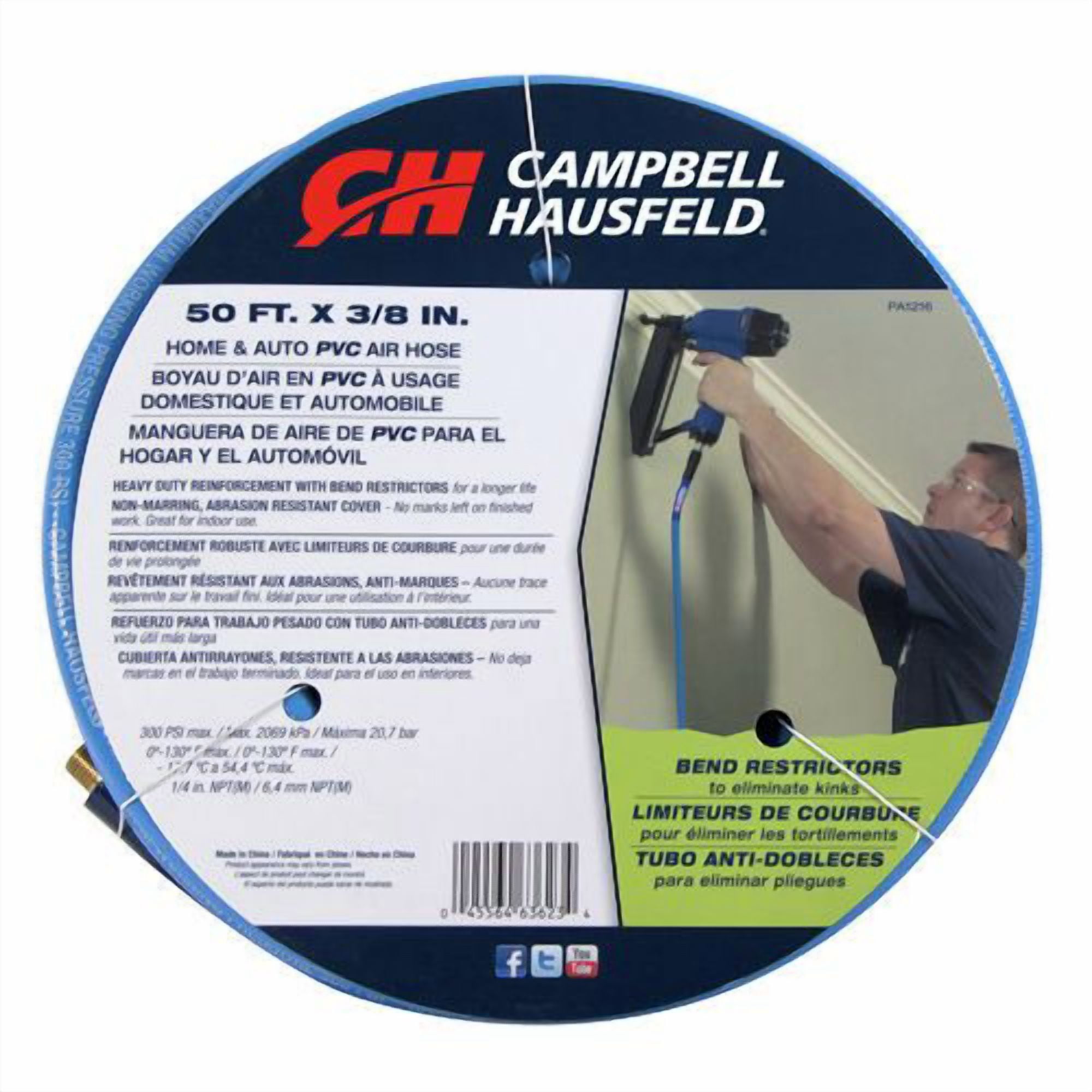 Campbell Hausfeld PA121600AV 3/8" X 50' Blue PVC Air Hose