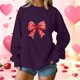 thumbnail image 1 of Xuyuer Valentine's Day Women's Bow Lover Heart Print Round Neck Loose Hoodie Long Sleeve Top, Cute Casual Pullover for Valentine's Day Gifts, Date Nights and Everyday Cozy Wear, 1 of 5