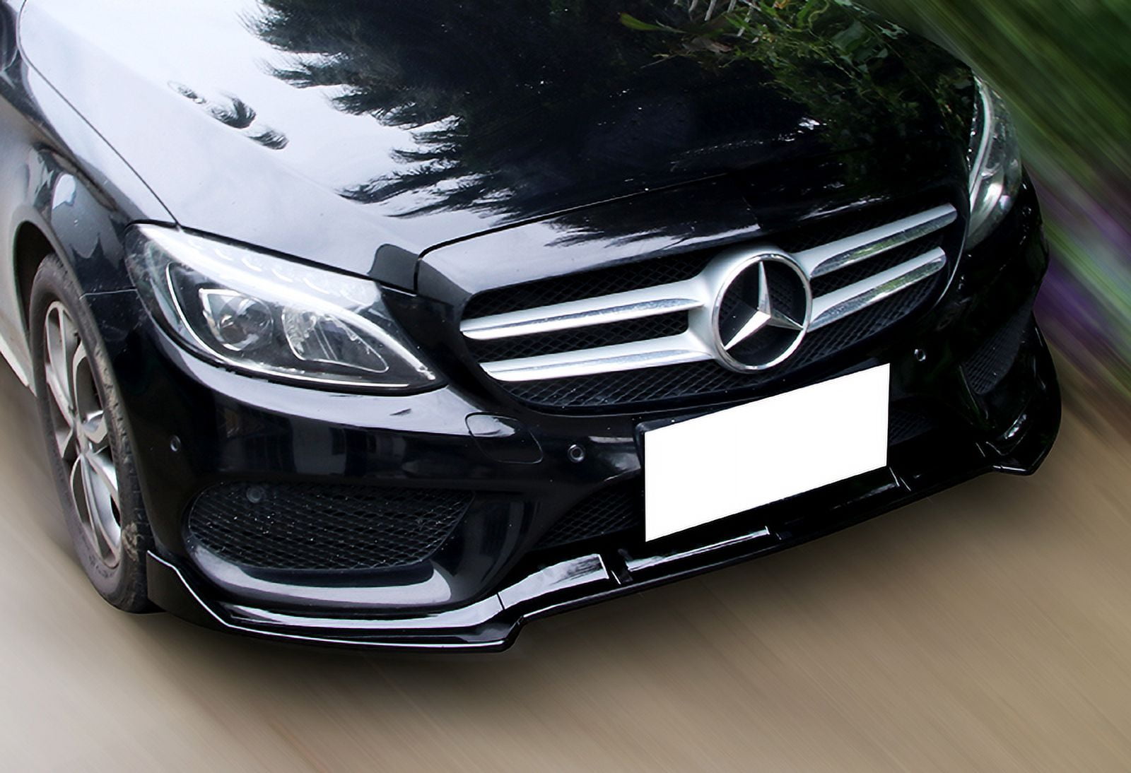 Stay Tuned Performance For 15-18 Mercedes W205 C180 C250 C300 Painted Black Front Bumper Body Lip 3PCS