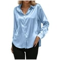 thumbnail image 3 of Horkkom Dress Shirts for Women Silk Long Sleeve Button Down Shirts Business Office Work Tops S, 3 of 6