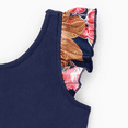 thumbnail image 4 of PatPat Family Matching Sets Deep Blue Tee or Cross Strap Pink Floral High-Low Ruffle Hem Dress, 4 of 5