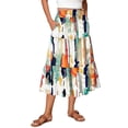 thumbnail image 3 of Women's Bohemian Maxi Skirt, Floral Print Drawstring High Waist Tiered Skirt, Lightweight Flowy Skirt for Festival, Beach Vacation and Summer,Orange,XL, 3 of 7