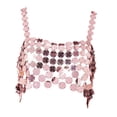 thumbnail image 3 of Sequin Crop Top Top Party Rave Shiny Dance Wear Festival Metal Chain Top, 3 of 7