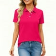 thumbnail image 2 of OIOLOYJM Womens Polo Shirts Business Short Sleeve Golf Polo's Lightweight Collar Work Athletic Tops Moisture Wicking Button Down Outfits Hot Pink 2XL, 2 of 5