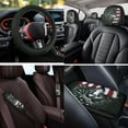 thumbnail image 4 of Pzuqiu Automobile Interior Sets Car Front Rear Seat Cover Steering Wheel Seat Belt Headrest Center Console Cushion Pad Keychain Coaster 14 Pcs Full Set Covers All Weather Gray Wolf American Flag, 4 of 7