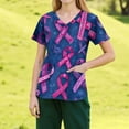 thumbnail image 2 of NAMTYQX Scrubs Tops for Women Short Sleeve Casual Graphic Tees for Women Navy Size L, 2 of 4
