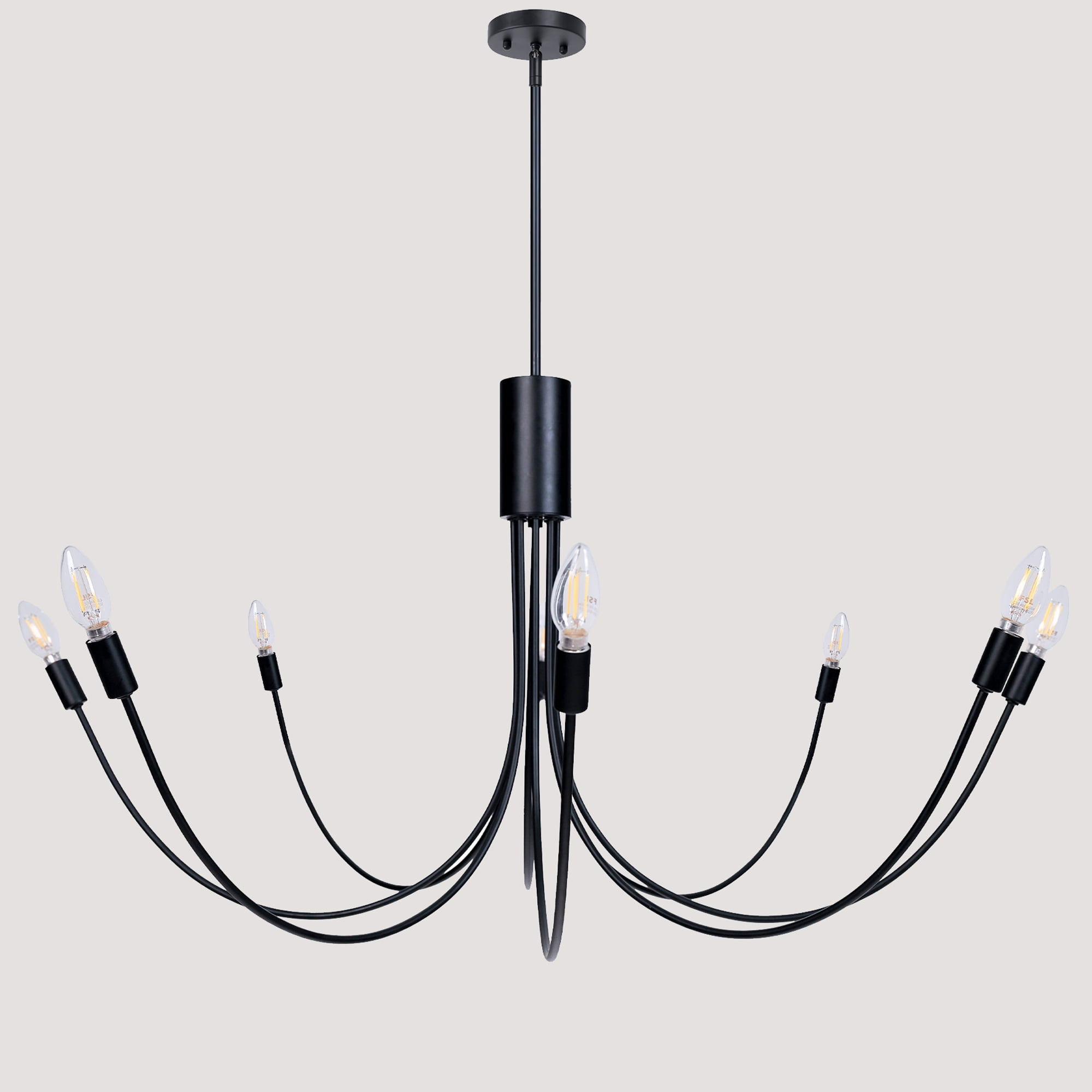 LNC Dolohovstrout 8 -Light Matte Black Bare bulb Metal Chandelier