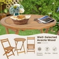 thumbnail image 6 of Costway 3 PCS Folding Patio Bistro Set Solid Acacia Wood Table & Chairs Slatted Tabletop, 6 of 10