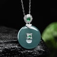 thumbnail image 5 of Exquisite Natural Blue Water Jade Necklace - Peaceful Jade Buckle with Diamond Inlay Pendant - A Symbol of Safety and Elegance - A Treasured Gift for Any Occasion, 5 of 5