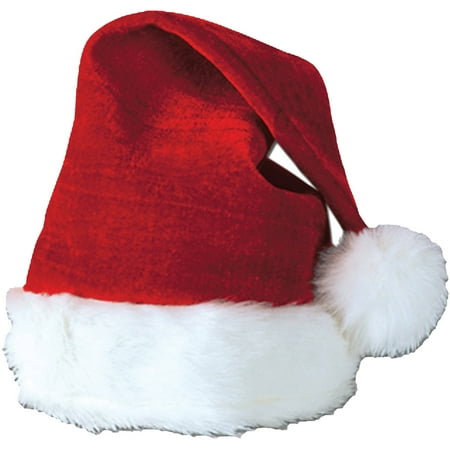 Santa Hat Velvet Plush Trim Adult Christmas Accessory