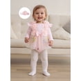 thumbnail image 5 of Spewahor Infant Baby Girl Fall Romper Dress 0 3 6 9 12 18 Months Crew Neck Long Sleeve Floral Print Lace Tutu Dresses Bodysuit with Headband, 5 of 9