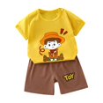 thumbnail image 3 of COM1950s Shorts pour Filles, Robe à Manches Courtes, Mode Décontractée pour Filles, Ensemble de Shorts à Col Rond Imprimé Bouton, Shorts pour Bébé Fille, Pantalons pour Filles, Pantalons pour Filles Taille 6, 3 of 4