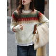 thumbnail image 2 of Suéter rojo de Navidad para mujer, Jersey de punto grueso con diseño Retro, viento perezoso, otoño e invierno, 2024, 2 of 5