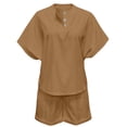 thumbnail image 5 of BOOMNY Womens 2 Peice Shorts Sets Solid Short Sleeve Tops Shorts Outfits for Women Summer Casual Matching Sets, 5 of 5