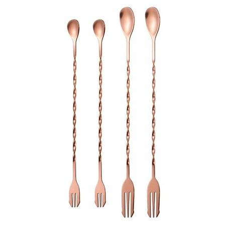 

Leke 4x Stirring Spoon Stainless Steel Long Handle Bar Cocktail Mixing Spoon Drinks