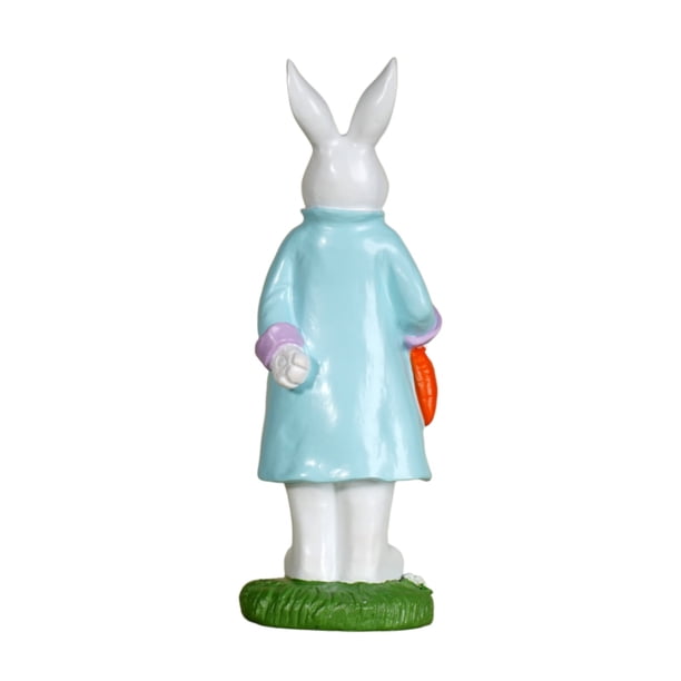 Uuiauoio Easter Bunny Decorations Easter Spring Resin Bunny Figurines with Carrot Flower and Egg Couple Rabbit Statues for Easter Table Centerpiece Spring Garden Lawn Gifts