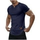 thumbnail image 2 of pstuiky camisetas camisas para hombre, Camisa informal de manga corta con cuello en V y textura vertical de color liso para hombre camisetas de hombre m, 2 of 9