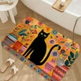 thumbnail image 3 of 1pc Black Cat with Flower Vases Absorbent Non-Slip Bathroom Thickened Flannel Rug Decor,Soft,Quick Drying,Suitable For Indoor/outdoor Use,Bathrooms,Bedrooms,Kitchens,Terrace,Laundry Rooms,16"x24", 3 of 9