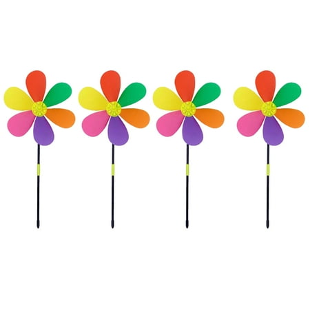 

NUOLUX 4pcs Six Leaf Six Color Windmill Colorful PVC Pinwheel Traditional Waterproof Garden Ornament Windmill Square for Decoration Colorful