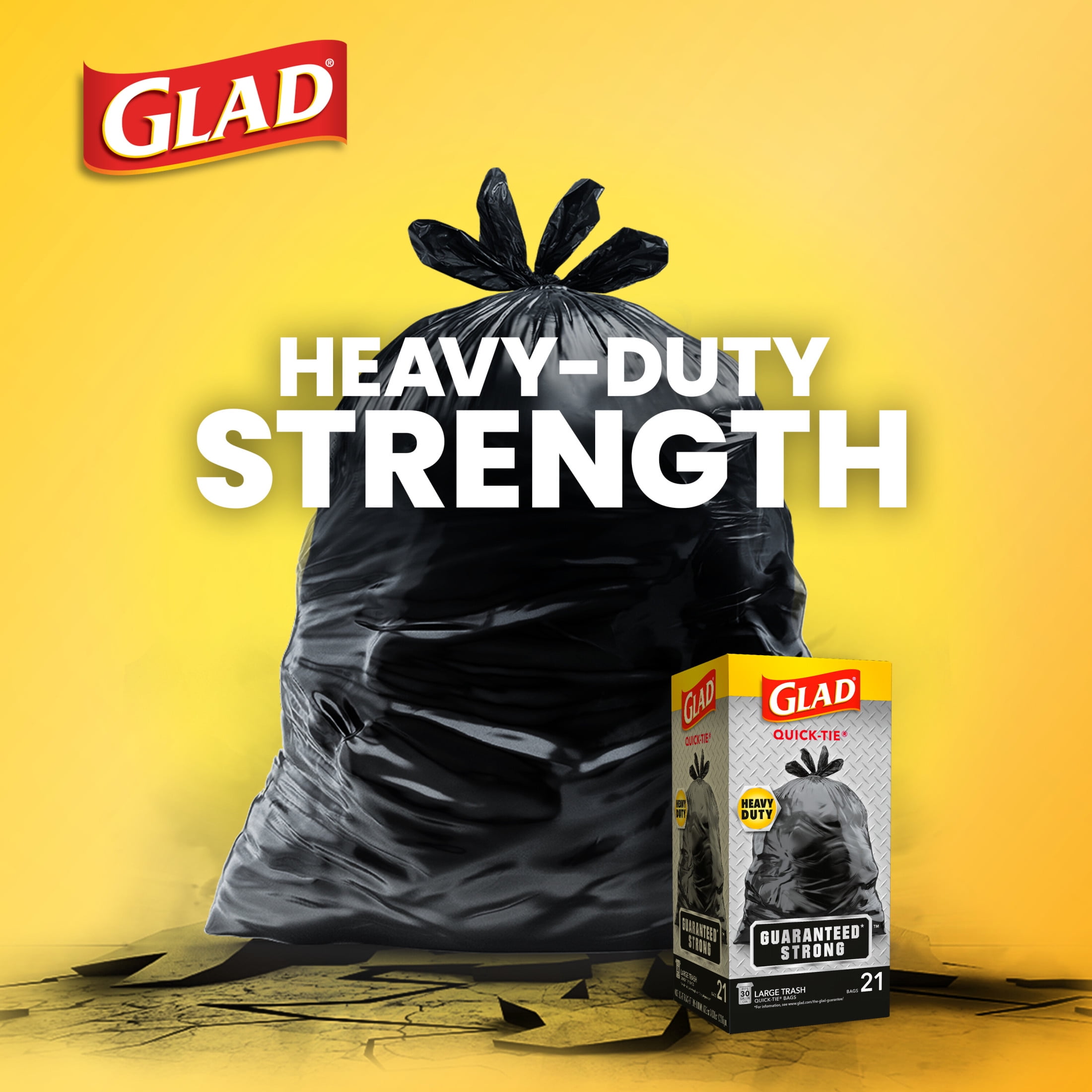 Glad 30-Gallon Quick Tie Extra Strong Heavy Duty Large Trash Bags, 40 Bags