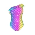 thumbnail image 4 of Yiaed Rainbow Scales2 Print Women One Piece Swimsuits Tummy Control One Shoulder Bathing Suits Pattern Ruffle Swimwear-X-Large, 4 of 8
