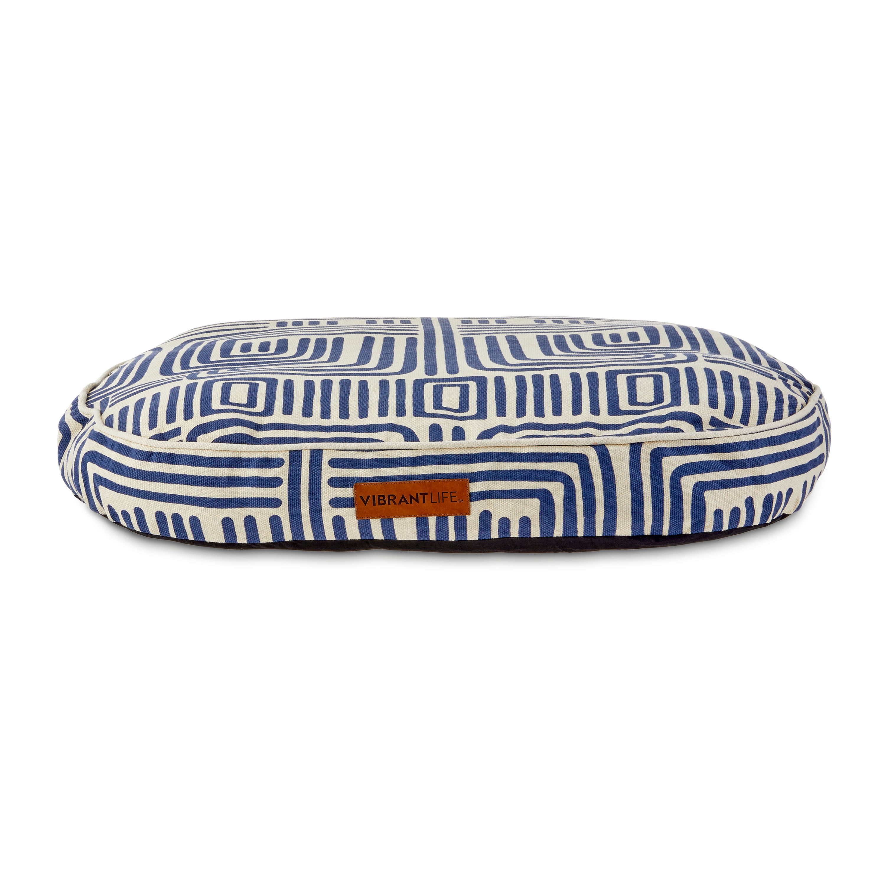 (2 pack) Vibrant Life Oval Durry Pet Bed, Blue & White
