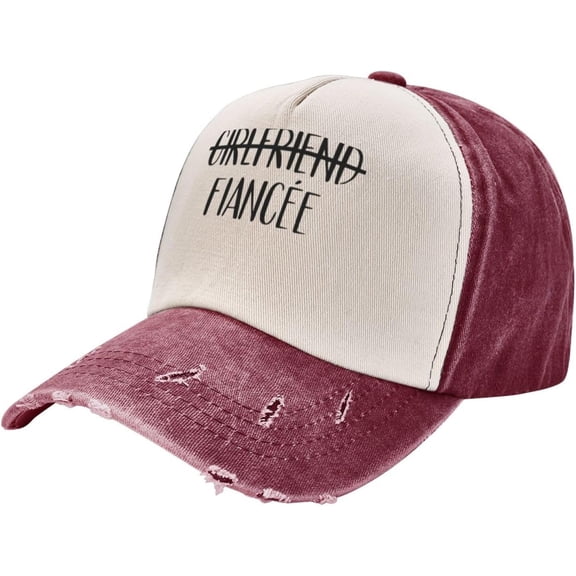 Girlfriend Fiance Hat Vintage Adjustable Baseball Cap Cotton Dad Hat Trucker Hat for Women Men,Dark Red