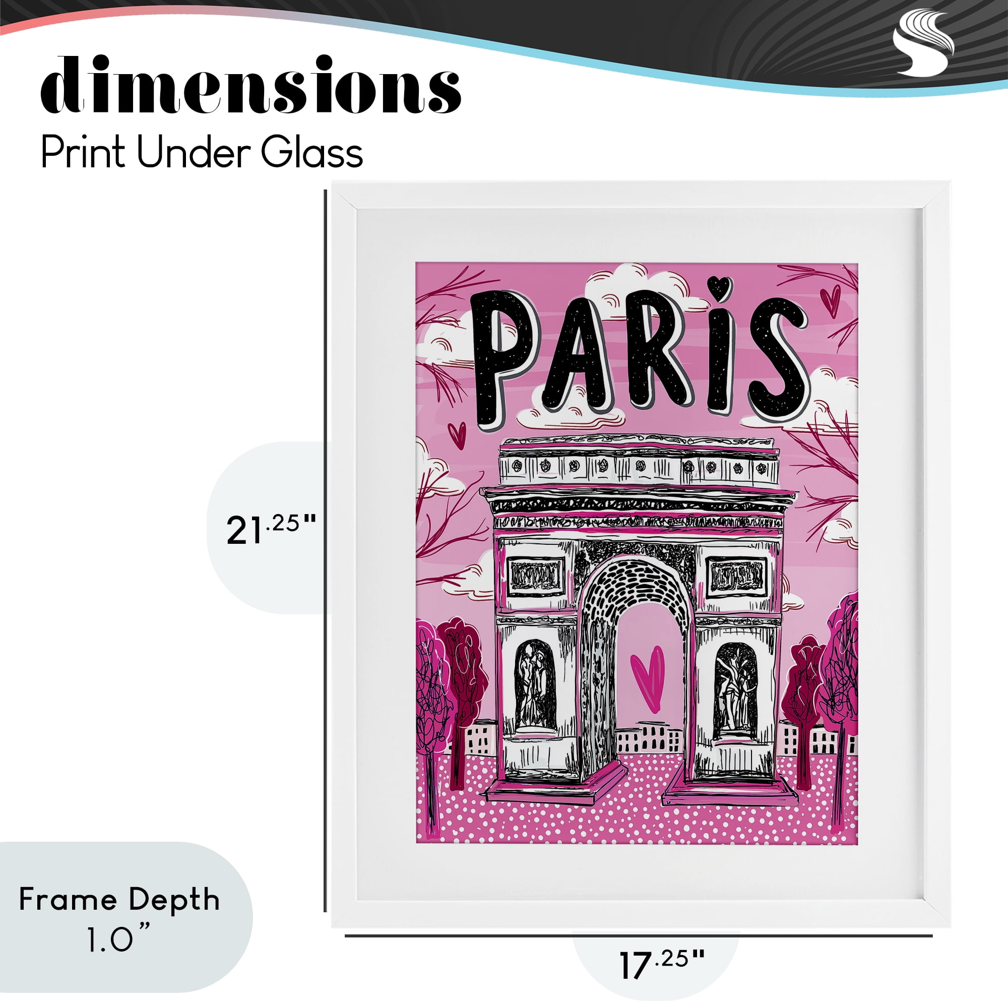 Stupell Industries Romantic Paris Arc de Triomphe White Framed Print Under Glass, design by Jess Stempel