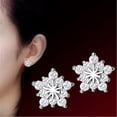 thumbnail image 3 of GKNET Elegant Crystal Zircon Snowflake Earrings Ear Stud Charm Women Delicate Jewelry Xmas Gift-5-Gold Snowflake, 3 of 9