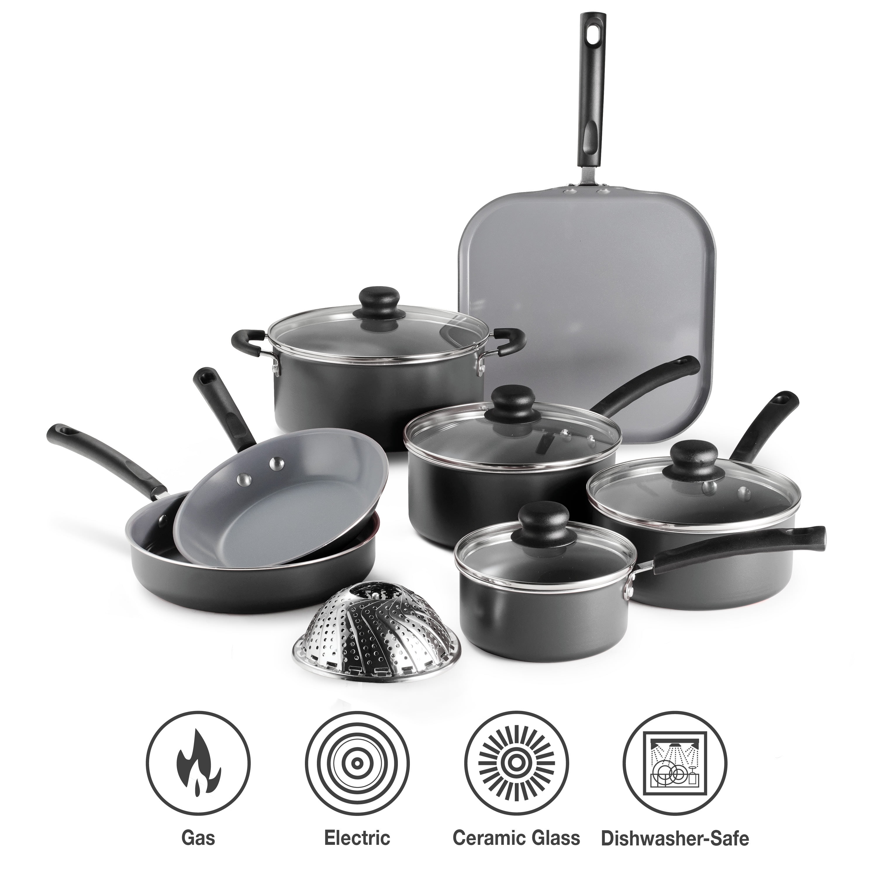 Tramontina Primaware 18 Piece CERAMIC Cookware Set, GRAY