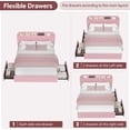 thumbnail image 4 of Eastvita Pink Queen Bed Frame with Storage Headboard 2 Drawers Boucle Upholstered Platform Built-in Bookcase No Box Spring Needed Easy Assembly Durable Stylish for Girls, 4 of 6