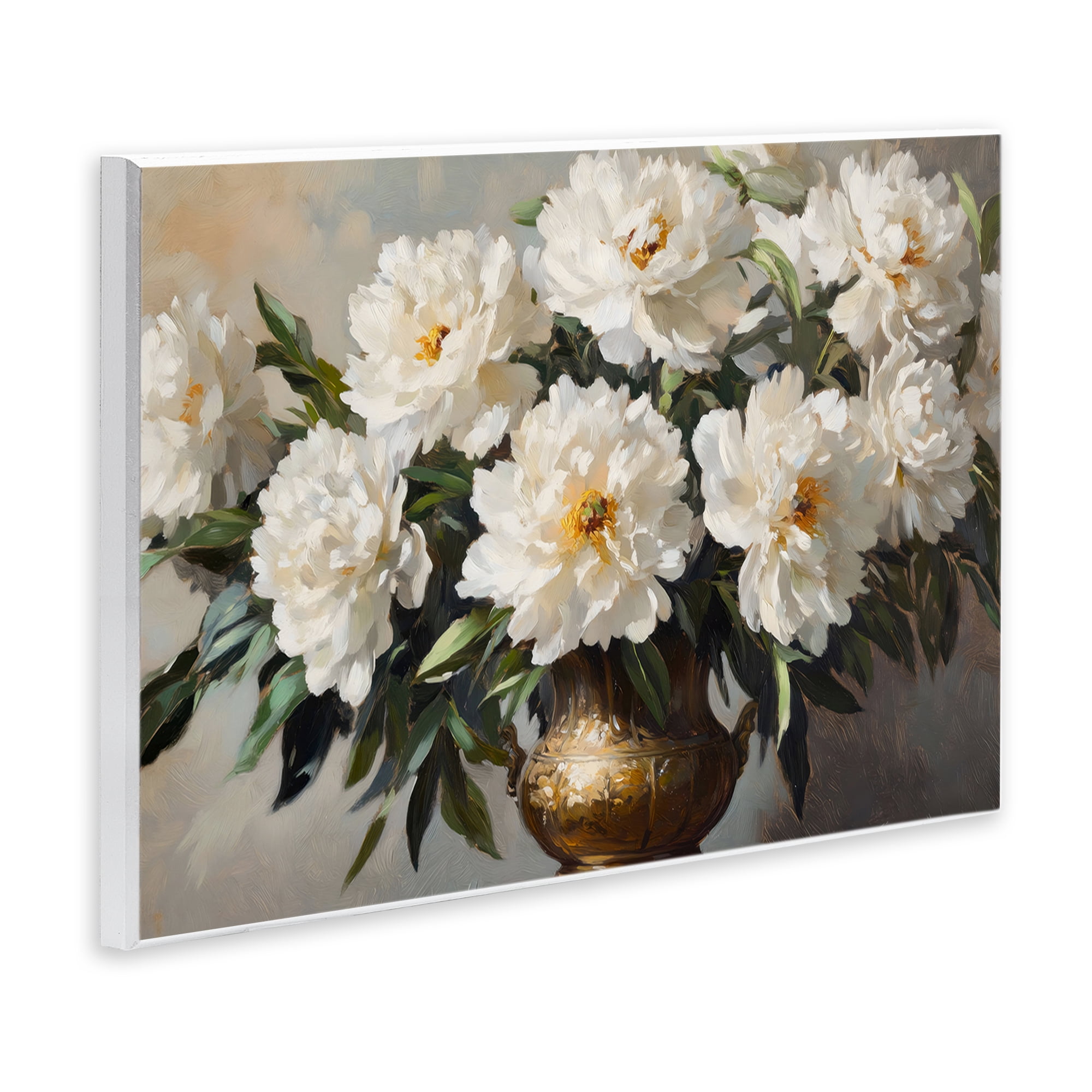 Stupell Industries Golden Vase with Peonies Wall Plaque Art, design by Petal Prints Design