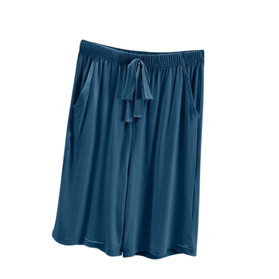 Ahabrexf Elastic Waist Shorts for Women Solid Color Casual 5 Point Pajama Shorts Polyester Bear Print 1 Pc