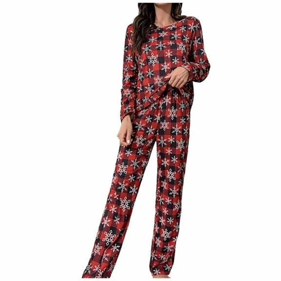 LINGLANG Womens Pajama Sets Christmas Cozy Long Sleeve Soft Holiday Print Home Relaxation Comfortable Outfit With Festive Xmas Print Pjs Sleepwear Loungewear Nightwear Nightclothes Homewear